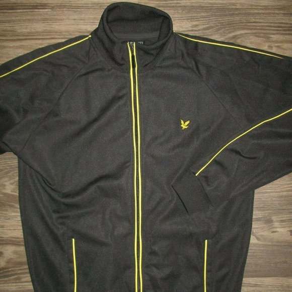 Mens Lyle & Scott Black Track Jacket LARGE - Picture 1 of 5